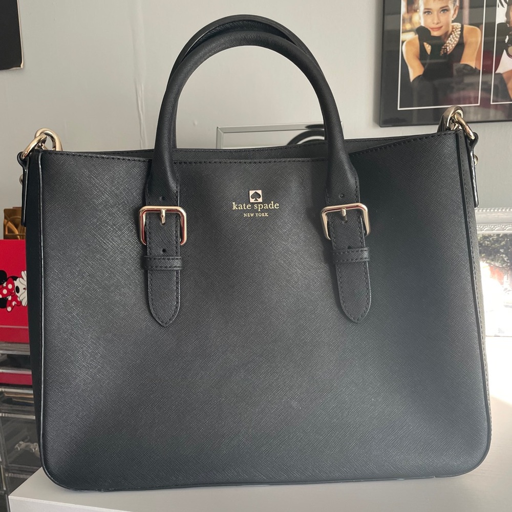 Kate Spade Black Tote. Strap included!
